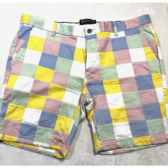 Kiel James Patrick Whaley Preppy Patchwork Shorts W40 Madras Colorblock Classic - Picture 1 of 9
